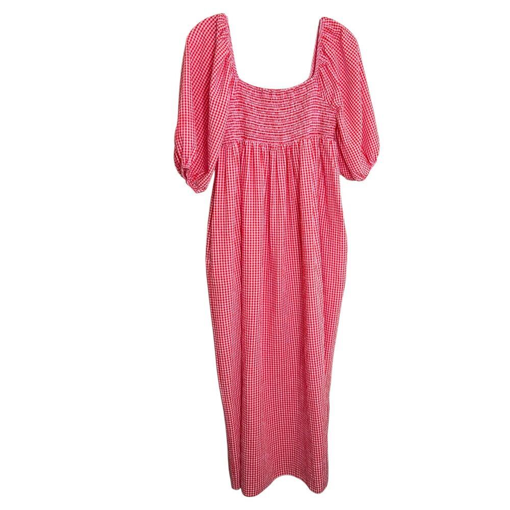 Nobody’s Child Women's ‘Kylie’ Midi Smock Dress Gingham Red/Pink Size UK 10 US 6 - Picture 3 of 12
